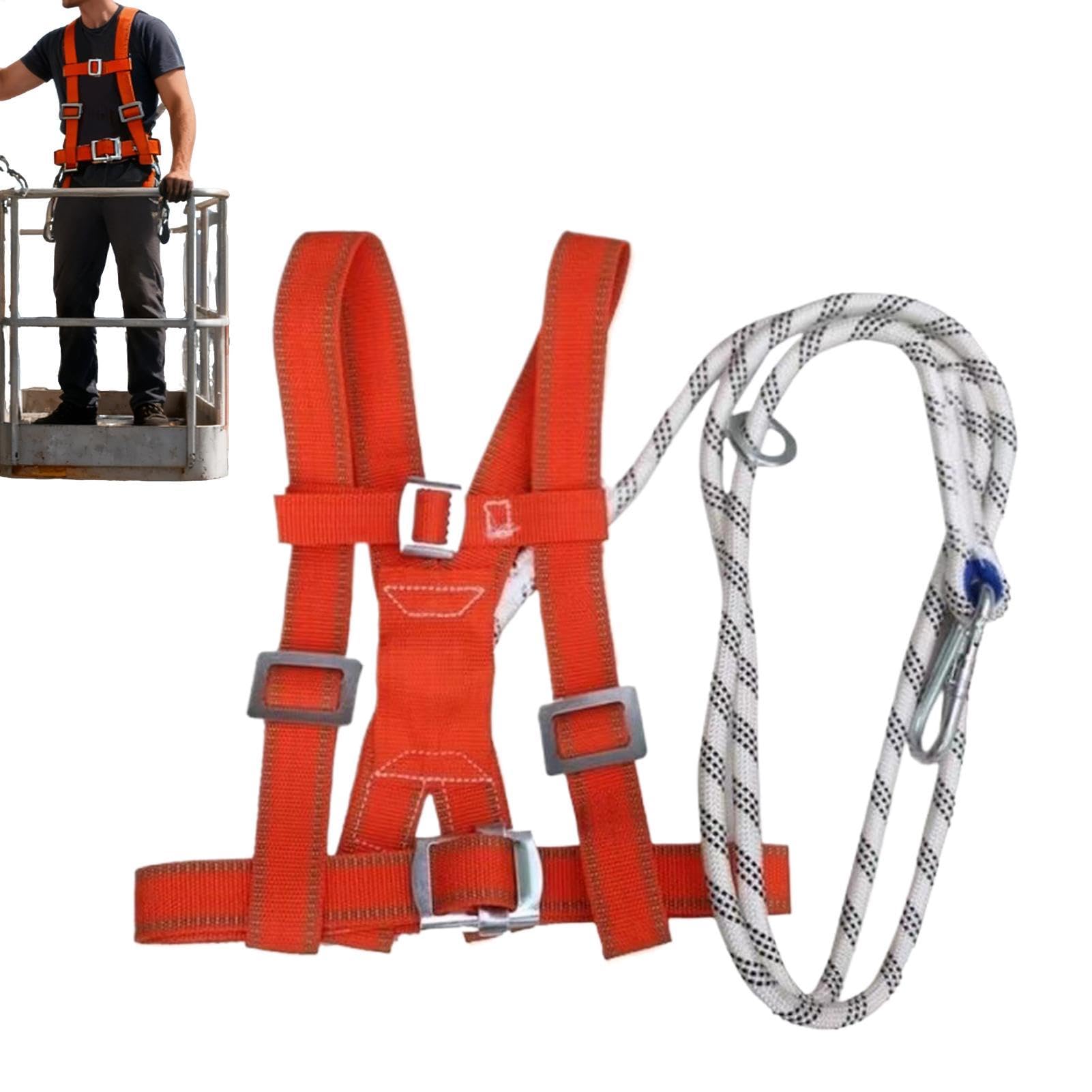 Absturzsicherung Sicherheitsgurt Verstellbarer Ganzkörper Auffanggurt Für Männer Sicherheitsgurt Mit Lanyards Kletterseil Klettergurte Herren Ganzkörpergurt Zum Dachdecken Und Baumklettern