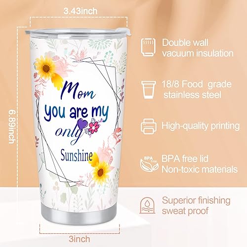 Miniatura 6 de Jucham Regalos de hija e hijo, vaso de 20 onzas para mamá, regalo para la mejor mamá del mundo, regalos para mamá de hija, regalos de cumpleaños