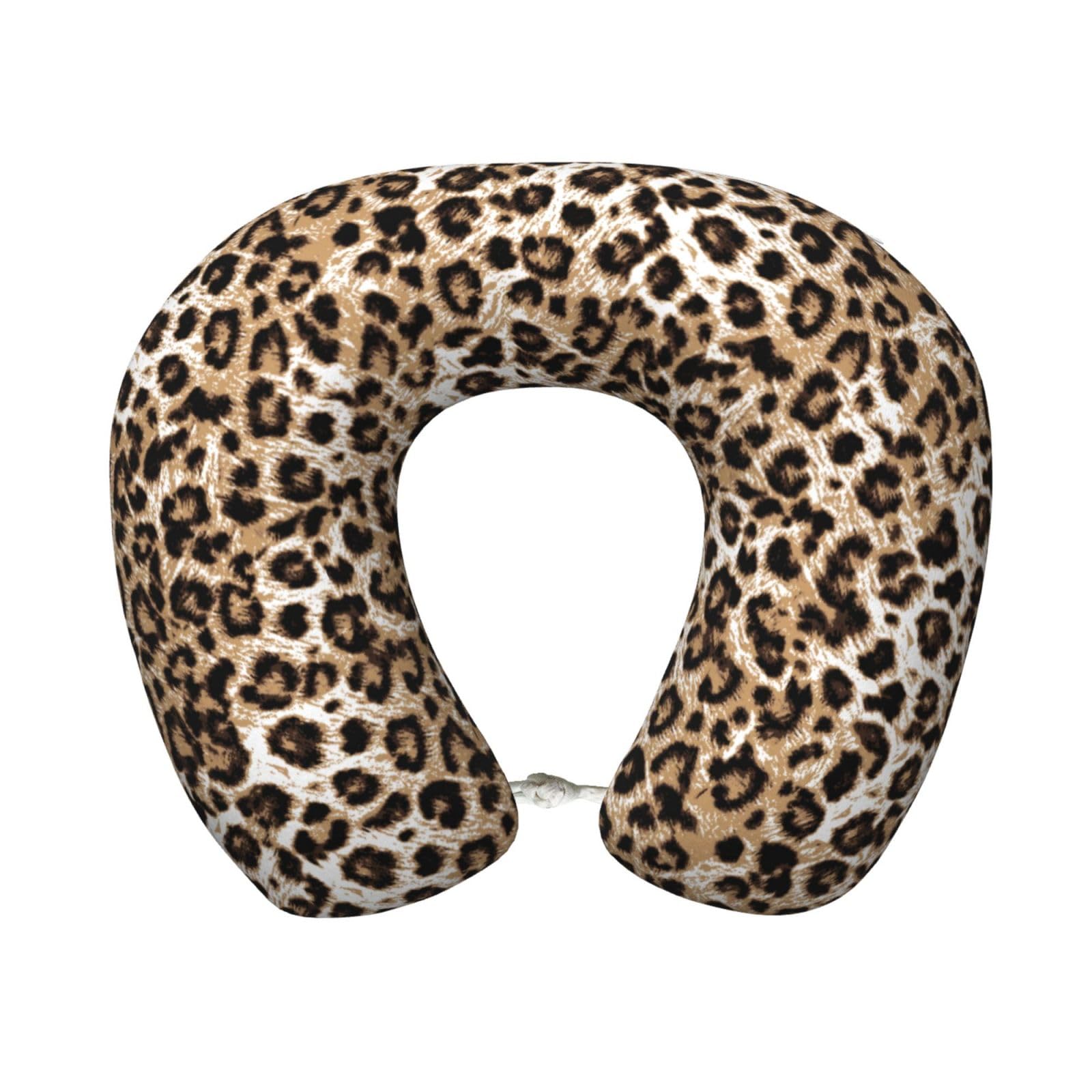 Travel Pillow Classic Leopard Print Cozy Soft Microfiber Memory Foam Neck Pillow Head Support Soft Pillow for Sleeping Rest Airplane Car Home Use