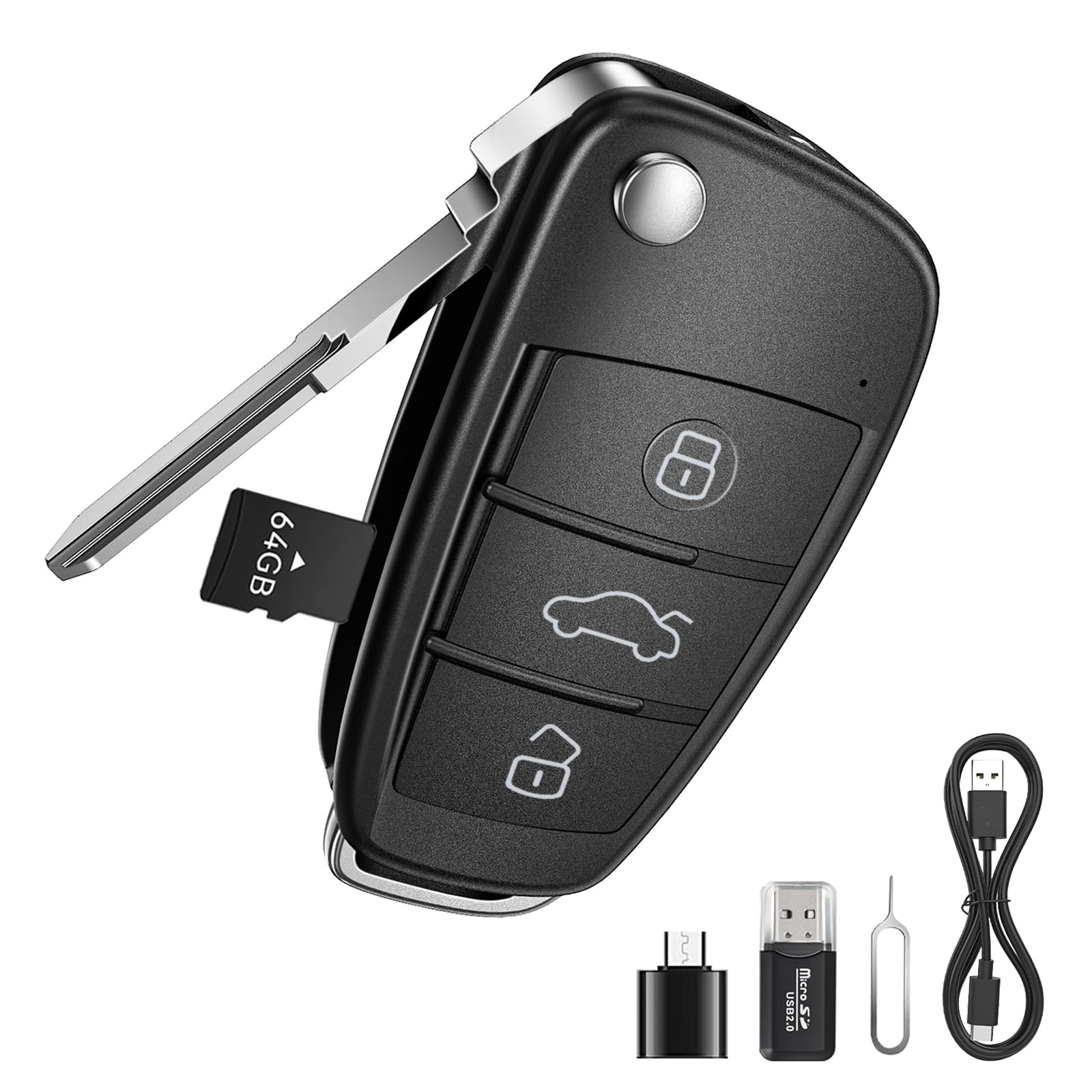 64G 1080P HD Mini Camera, Small Nanny Cam for Home Security, Car Key Camera for Motion Detection, Loop Recording, Night Vision, Take Photos, Long Battery Life, Easy to Use & Carry