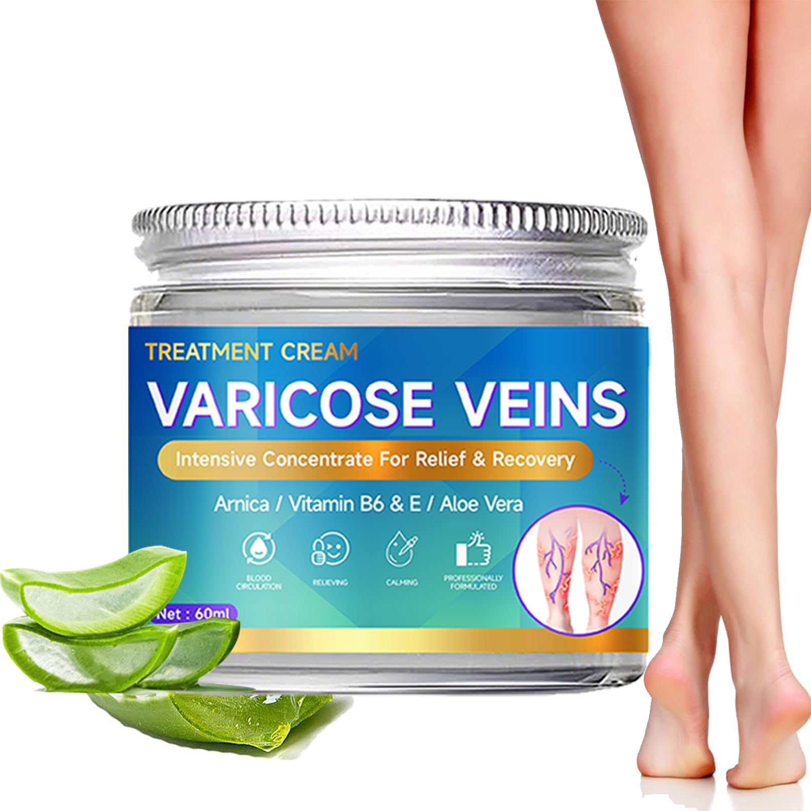 Varicose Veins Cream, Varicose Veins Treatment for Legs, Spider Veins Soothing Cream, Improve Blood Circulation