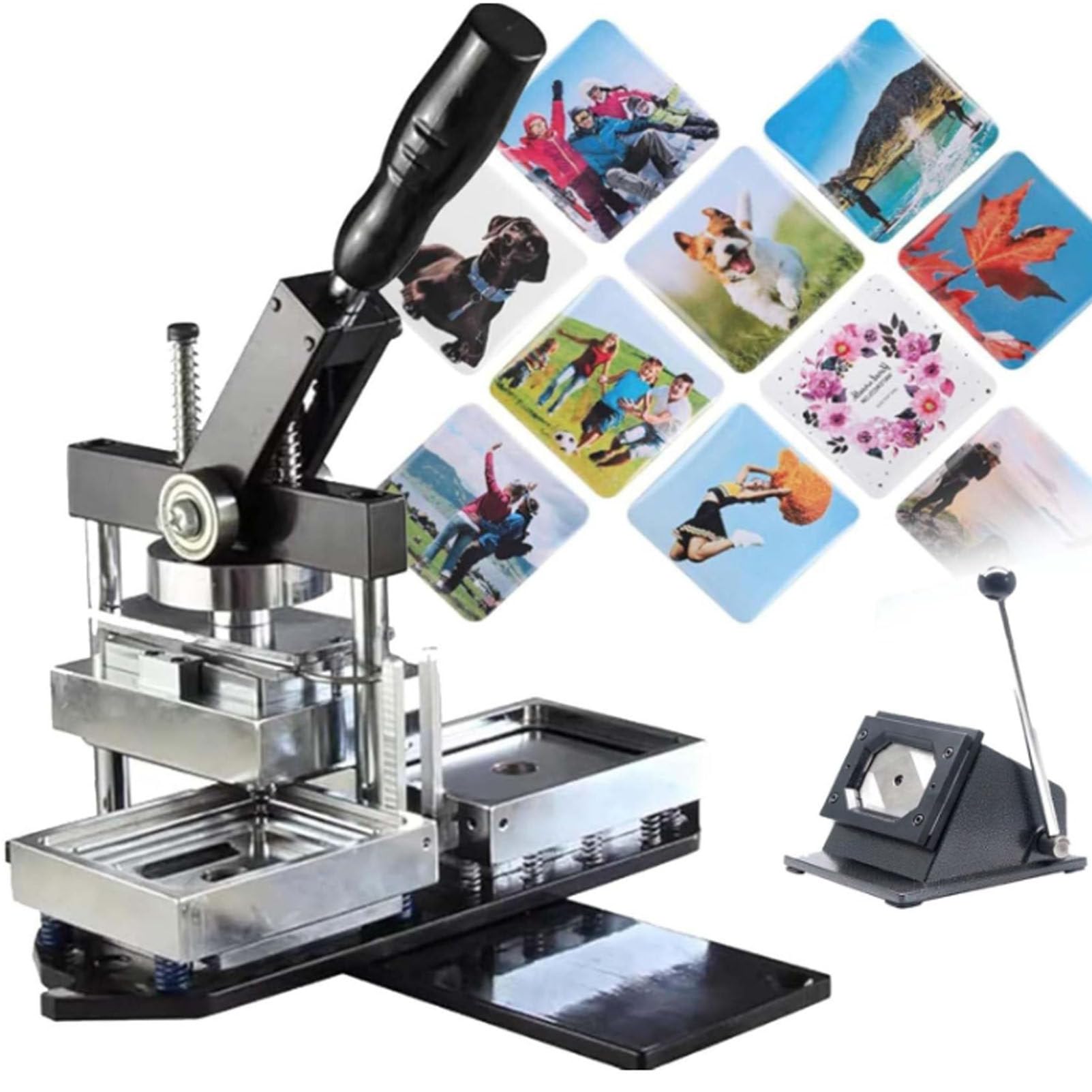 JKJZSALJ Badge Maker Machine,Fridge Magnet Button Maker Machine With Paper Cutter And 100 Sets Of Consumables,80 * 53Mm/90 * 65Mm Button Maker Machine,Diy Fridge Photo Magnet Machine