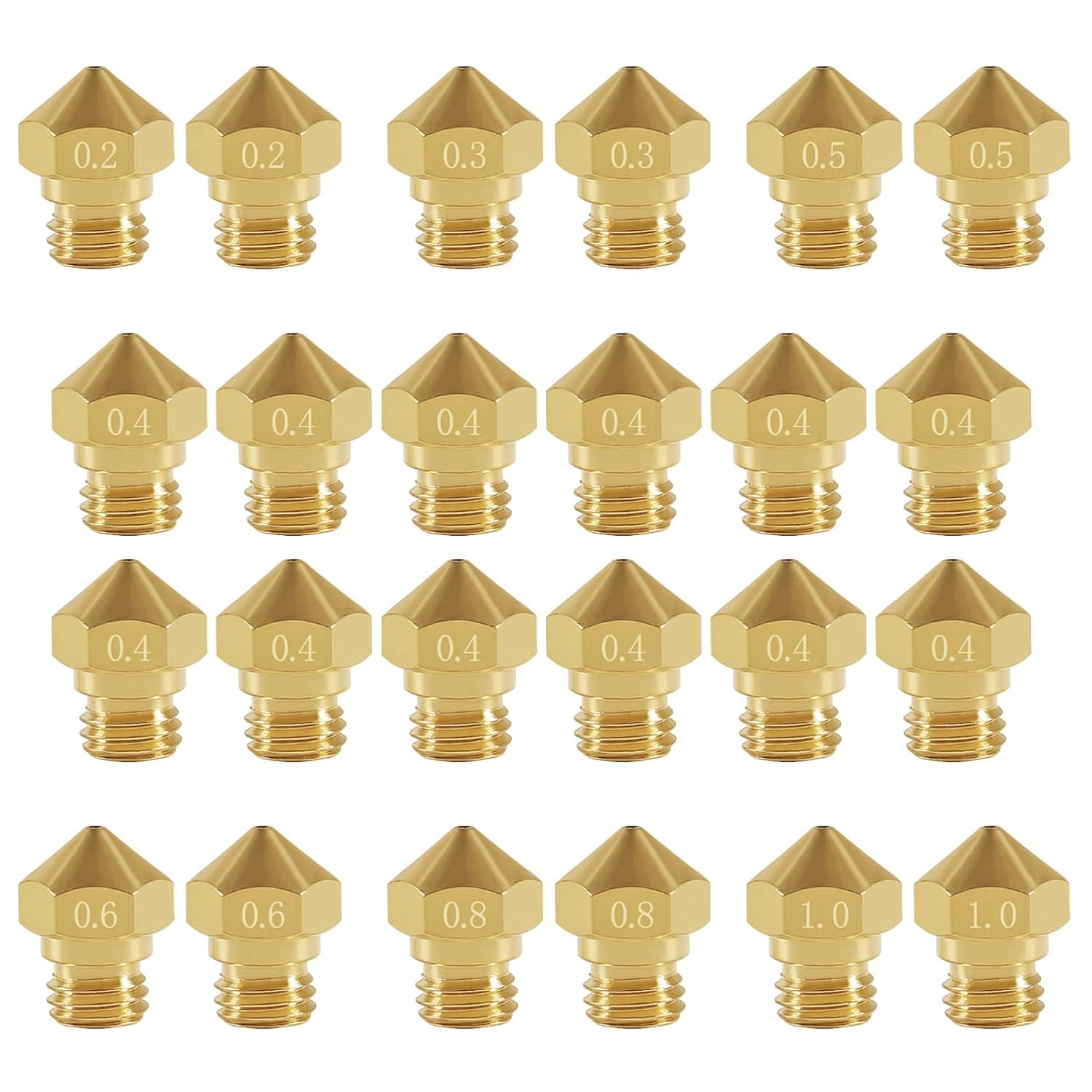 24pcs MK10 Nozzles M7 0.2 mm 0.3 mm 0.4 mm 0.5mm 0.6 mm 0.8 mm 1.0 mm