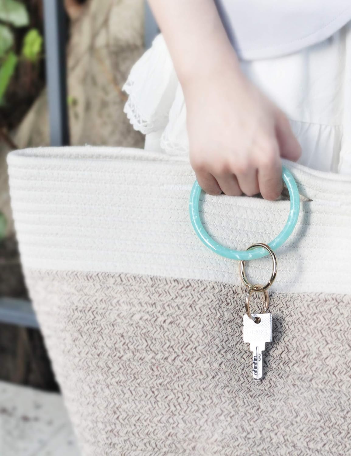 Mymazn Key Ring Bracelet Wristlet Keychain Bangle Keyring for Women, Acetate Round Key Chain - Image 6