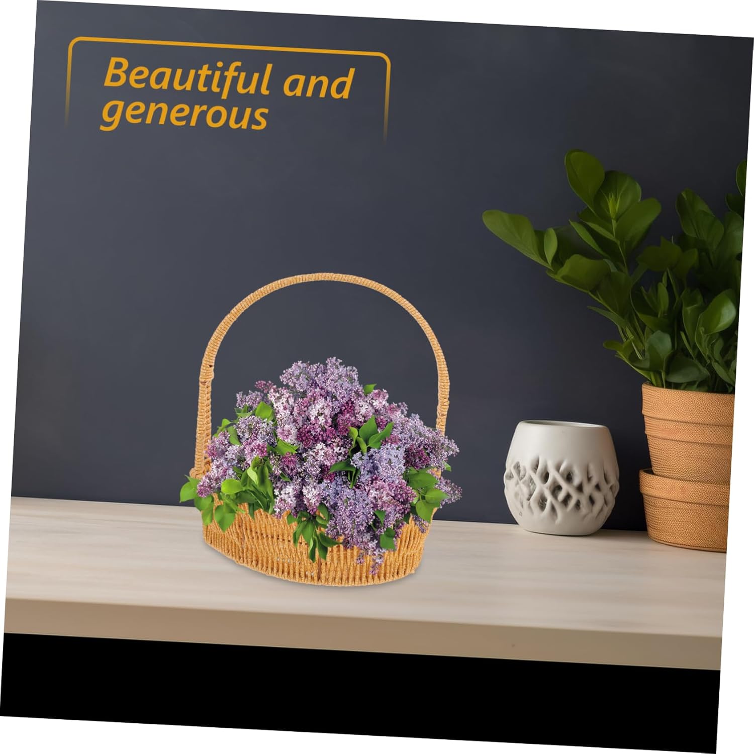 3pcs Small Rattan Storage Basket Woven Plant Basket for Decor Handmade Flower Planting Handle