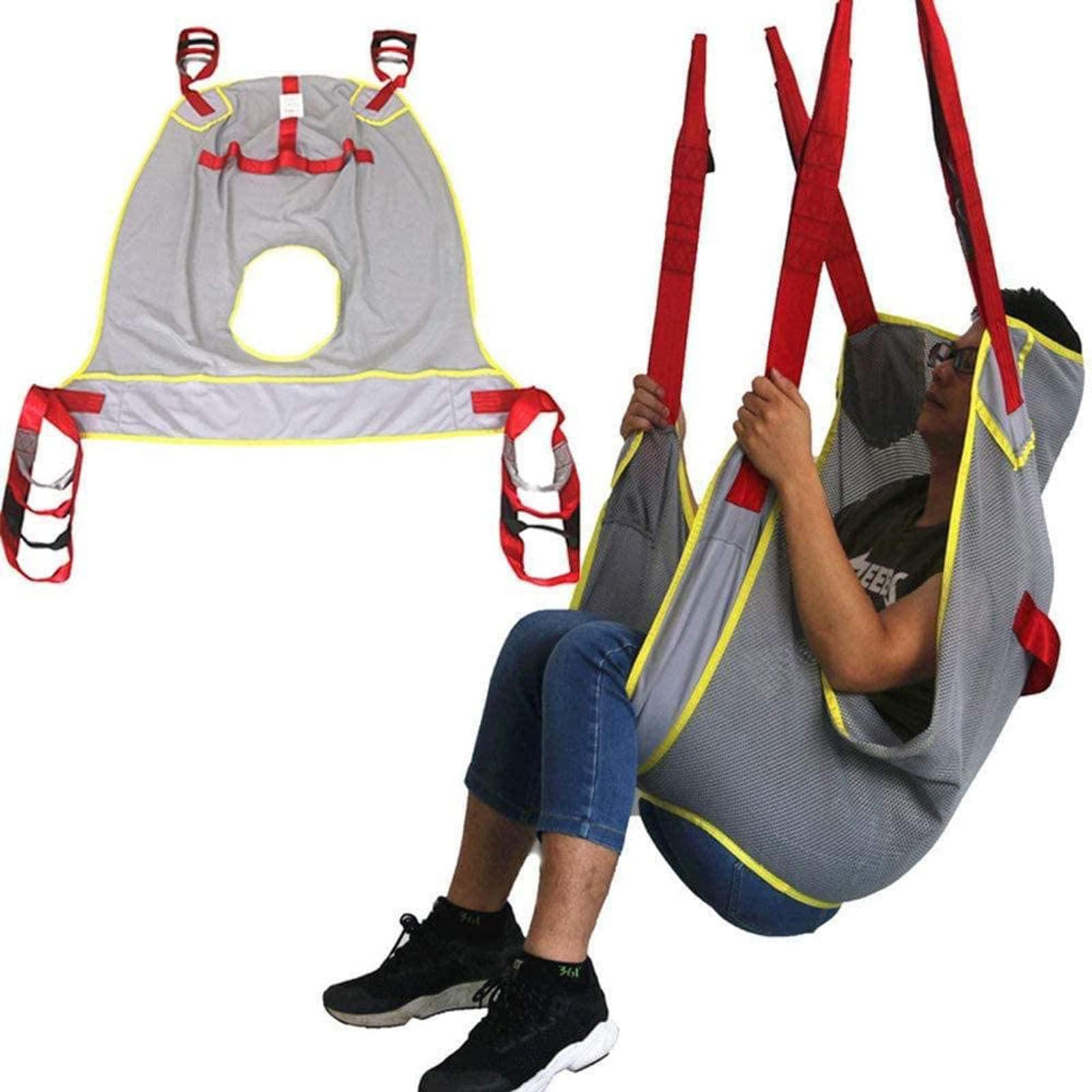 Arnés de elevación de piso de malla de cuerpo completo con abertura para inodoro, arnés de transferencia, arnés de elevación médica para pacientes, cojín de transferencia de cuerpo completo para