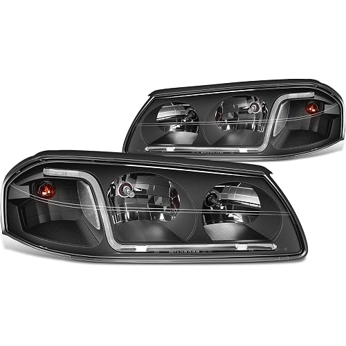 DNA MOTORING HL-LB-CI00-BK-CL1 Pair of Headlight Compatible with 00-05 Impala, Black clear
