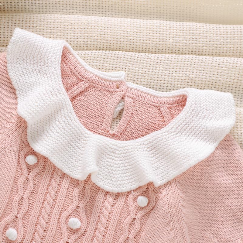 Neiwech Baby Girl Romper Ruffle Neck Short Sleeve Pompoms Knit Rompers Newborn Infant Jumpsuit Summer Outfits Clothes - Image 4