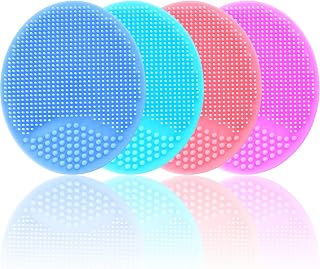 MR LION 4PCS Baby Cradle Cap Brush Set - Soft Silicone Bath Massage Brush for Cradle Cap, Dry Skin (Green, Blue, Pink, Purple)
