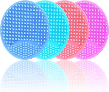 MR LION Baby Cradle Cap Brush, Baby Bath Brush, Silicone Massage Brush, Silicone Scrubbers Exfoliator Brush, Baby Brush for Cradle Cap and Dry Skin Green & Blue & Pink & Purple