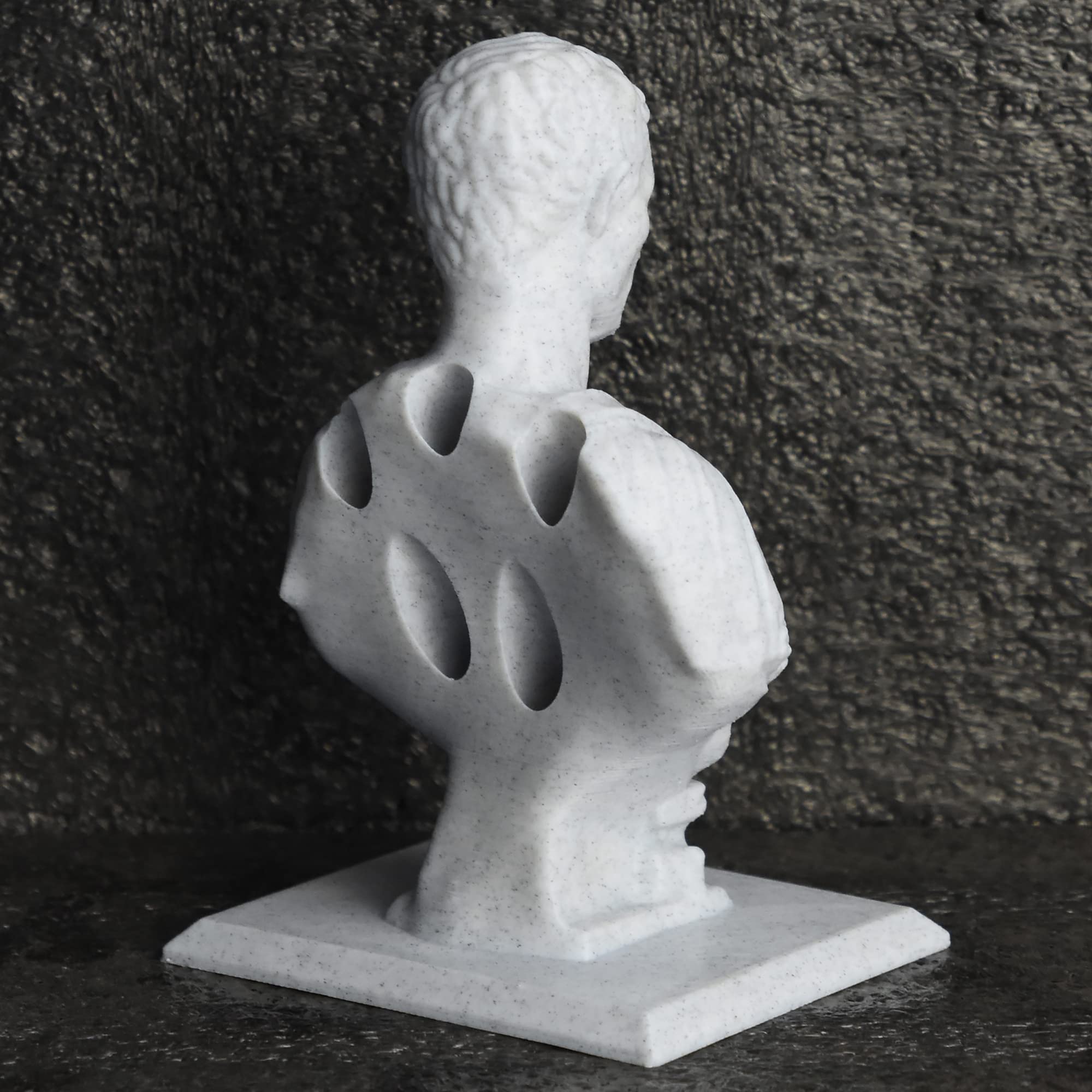Giulio Cesare portamatite statua porta penna matita ufficio scrivania mezzo busto statua 150mm 3D 5 posti PLA biodegradabile (Marmo)