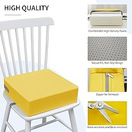Eiury Toddler Booster Seat Dining Table Kitchen Chair, Waterproof Anti-Scratch PU Cushion, Non-Slip Bottom, Adjustable Buckle Straps, Easy Clean Portable Seat Cushion (Yellow)