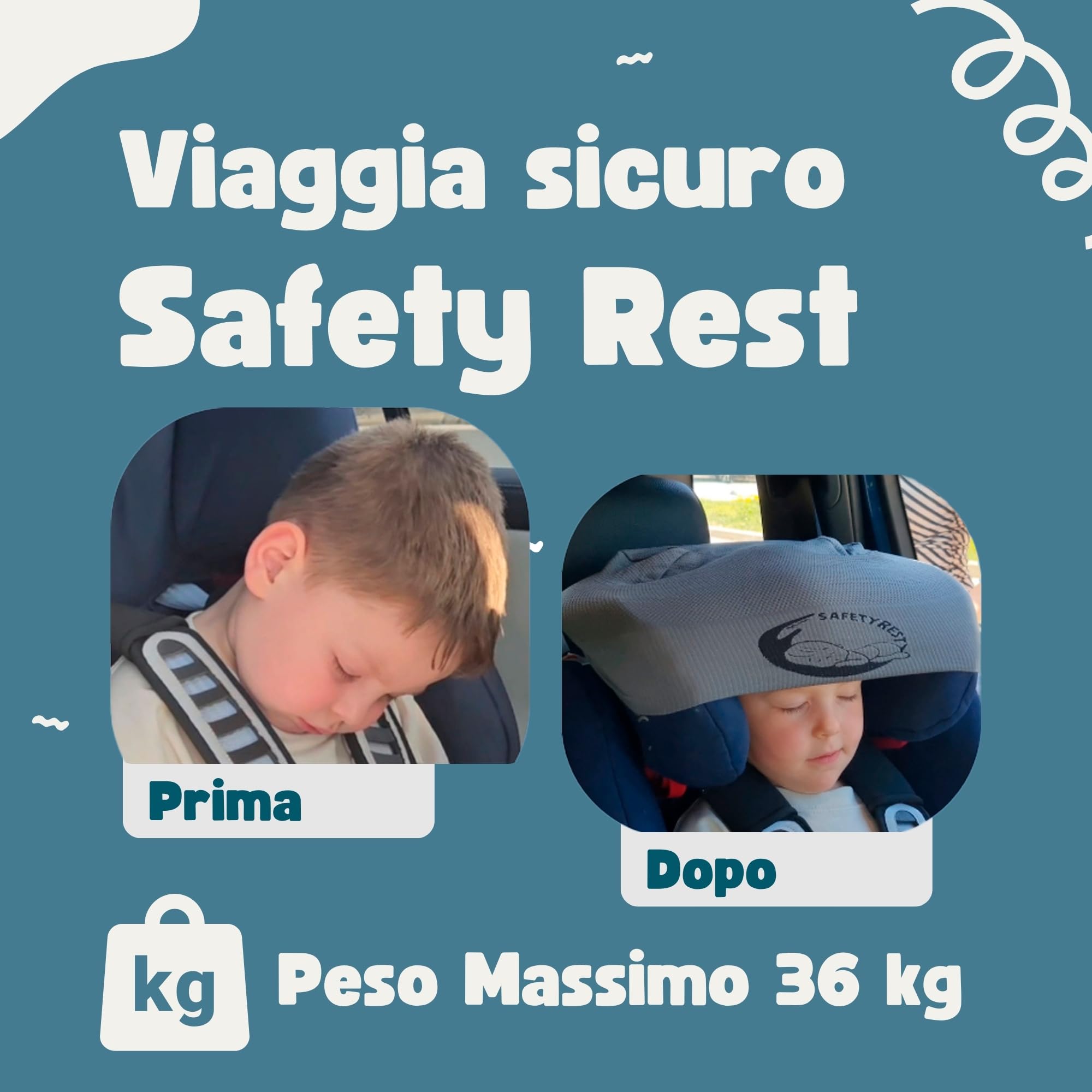 Cinturino Supporto Testa Bambini Auto, Reggitesta Ergonomico per Seggiolino, Cuscino Poggiatesta Traspirante per Viaggi Comodi e Sicuri