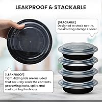 Vista 4 de Klex 12 onzas, 50 juegos de recipientes para preparar comidas con tapas herméticas, sin BPA, recipientes de plástico reutilizables para alimentos