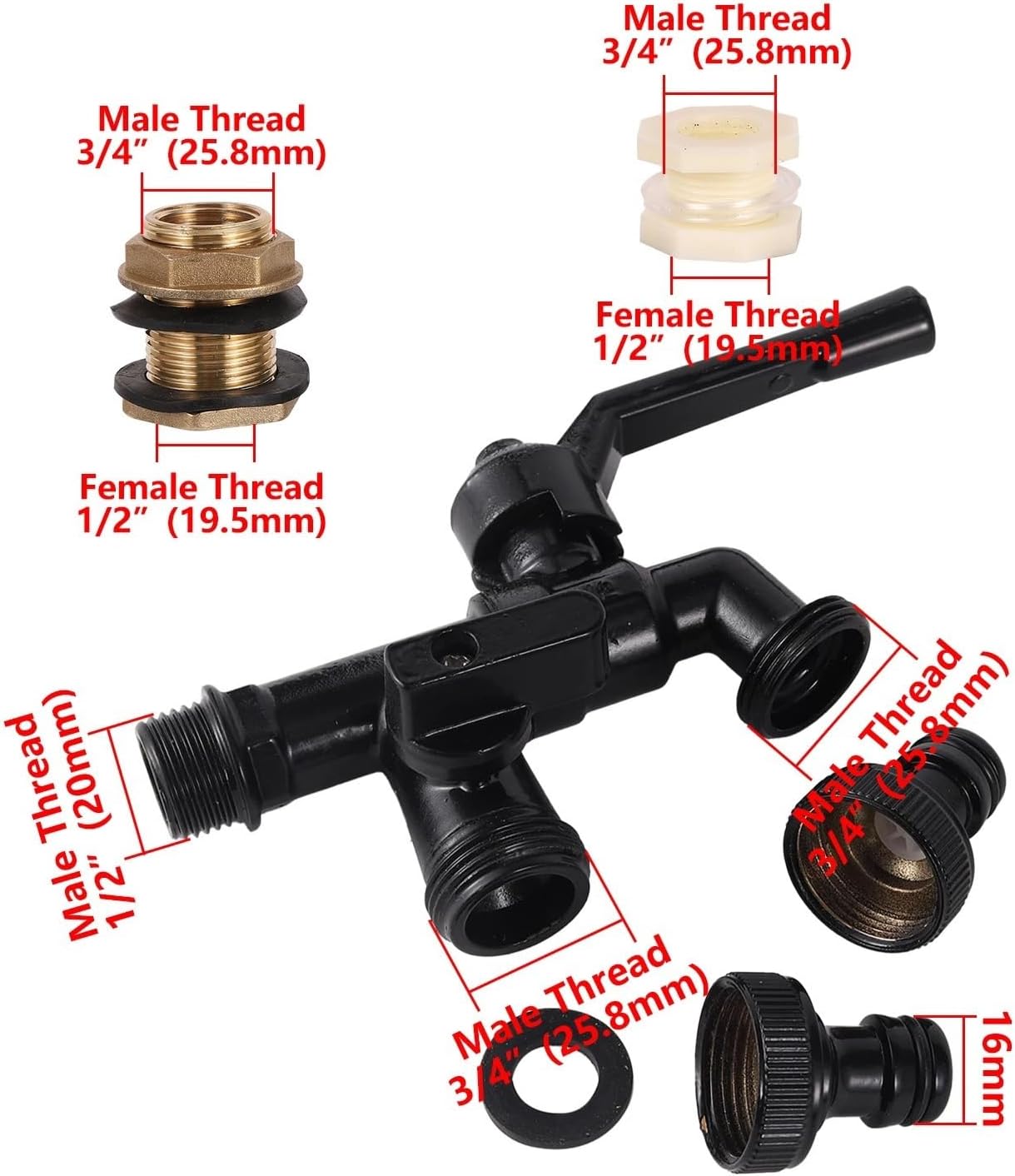 Garden Hose Faucet Outdoor Bibcocks Dual Outlet For Washing Machine 1/2 Inch Outdoor Faucet Garden Tools 1Pcs(1pc x faucet)