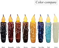 Vista 7 de CVHOMEDECO. Velas cónicas de cera auténticas, hechas a mano, con batería, LED, temporizador, luces rústicas primitivas sin llama, 12 cm, color teja