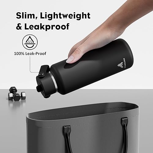 Miniatura 3 de POWCAN Botella de agua para niños de 18 onzas: a prueba de fugas, mantiene el frío 24 horas, apta para portavasos, asa superior, sin BPA, botella de