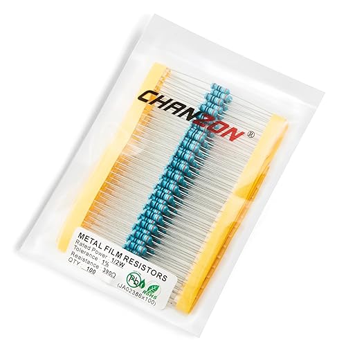 Vista 246 de Chanzon 100pcs 1/2W (0.5W) 100 Ohmios Resistencia fija de película metálica Ohmios 0.01 ±1% Tolerancia 100R MF Resistencias de orificio pasante