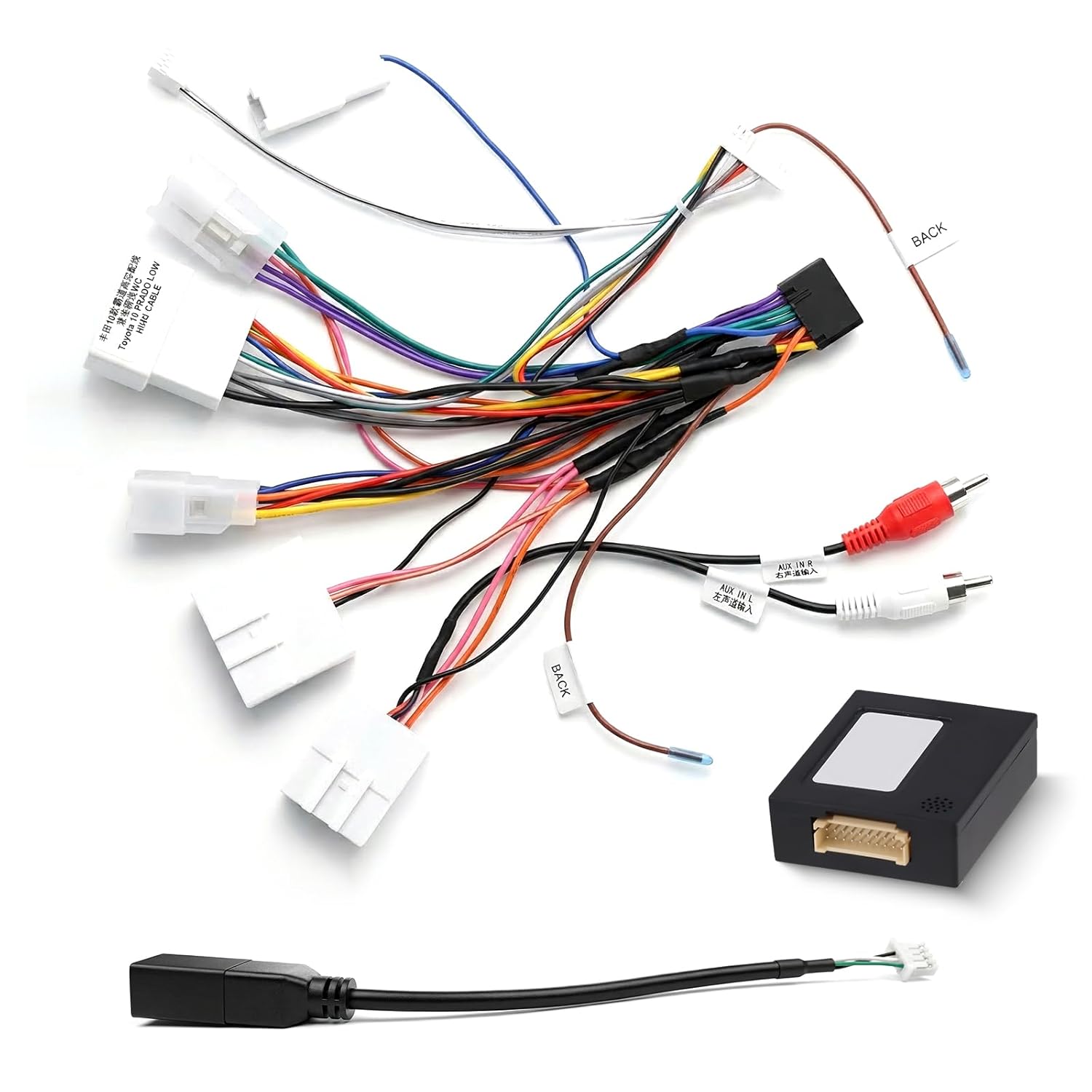for Toyota Power Cord/Protocol Box for Car Radio JBL Wiring Harness 16 Pin Adapter Compatible with Toyota Avalon Camry Corolla RAV4 Highlander C-HR Prado Sienna Canbus Steering Wheel Control