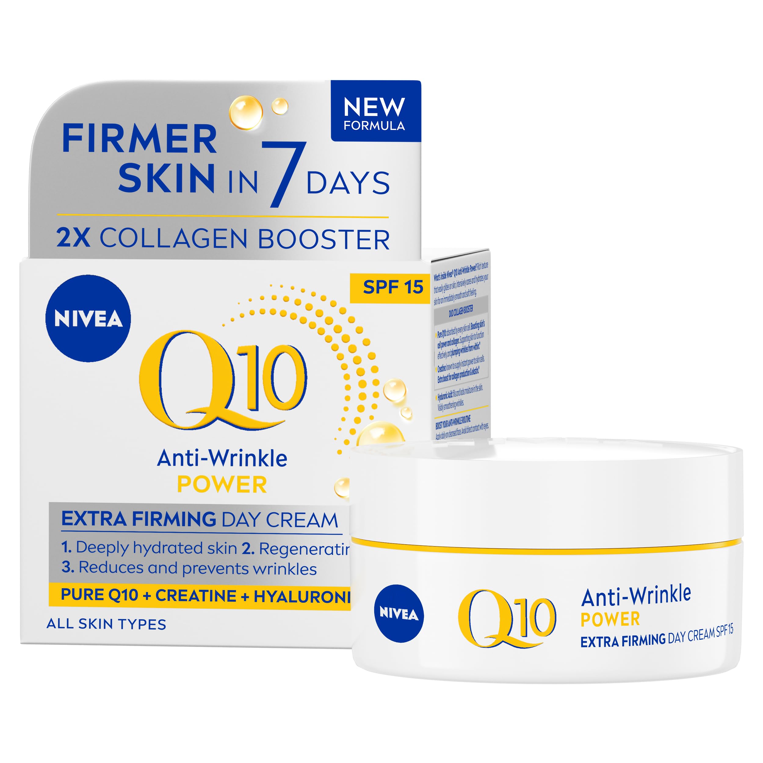 NIVEA Q10 Anti-Wrinkle Power SPF15 Firming Cream (50ml), Day Facial Moisturiser to Reduce Wrinkles, Nourish and Achieve Firmer Skin in 7 Days