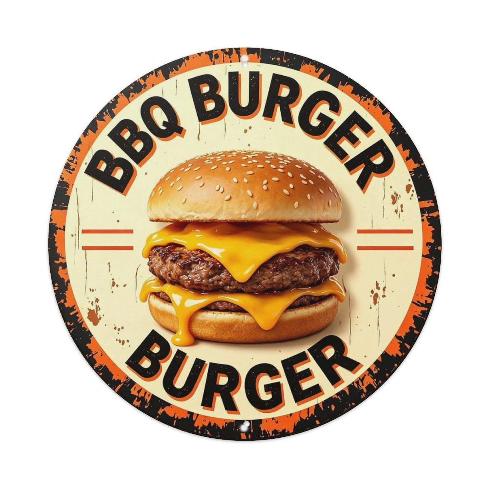 BBQ Burger Metal Tin Sign Plaque