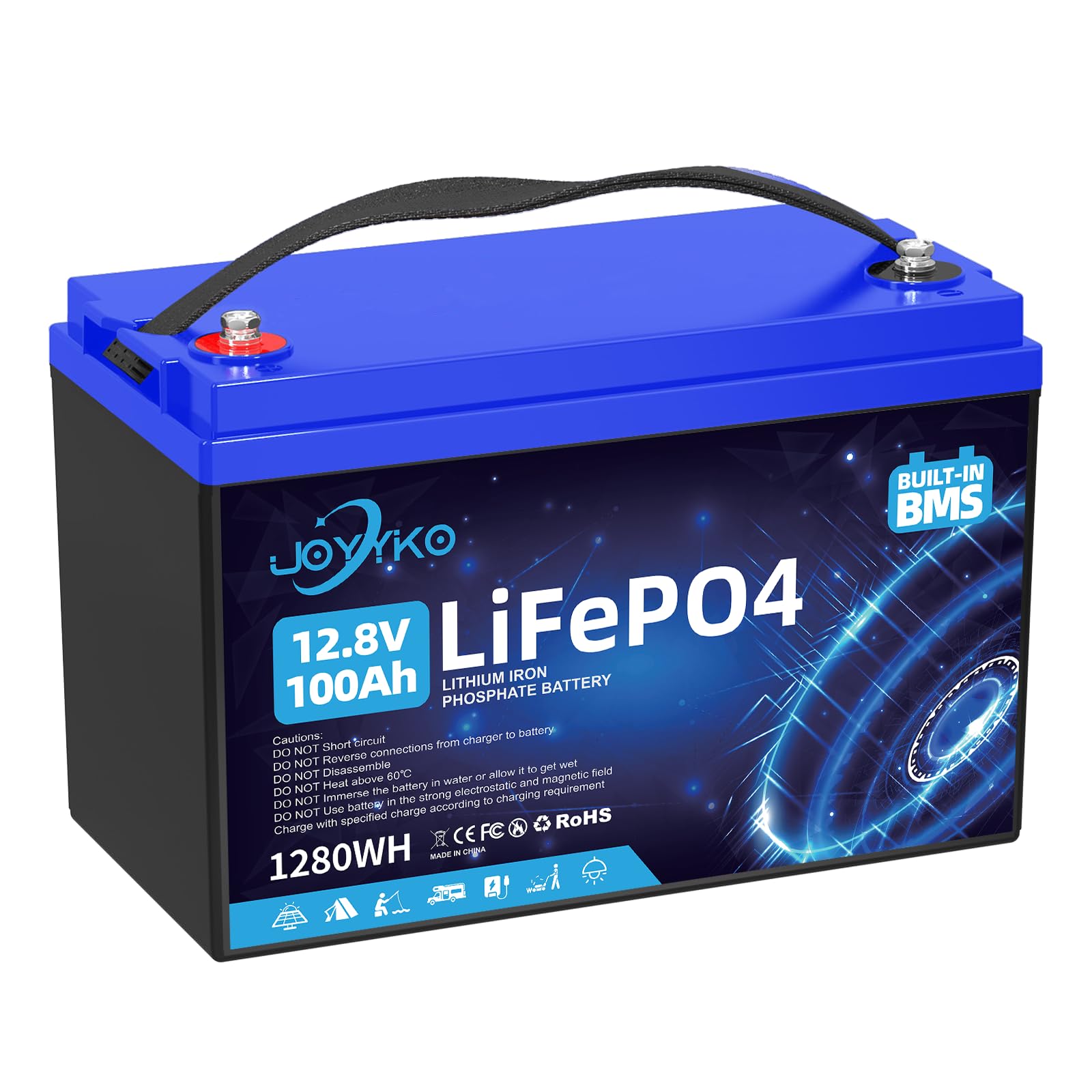 Batteria Al Litio LiFePO4 100Ah 12V - 15000 Cicli, BMS Intelligente, Per Camper E Solare - Foto 8