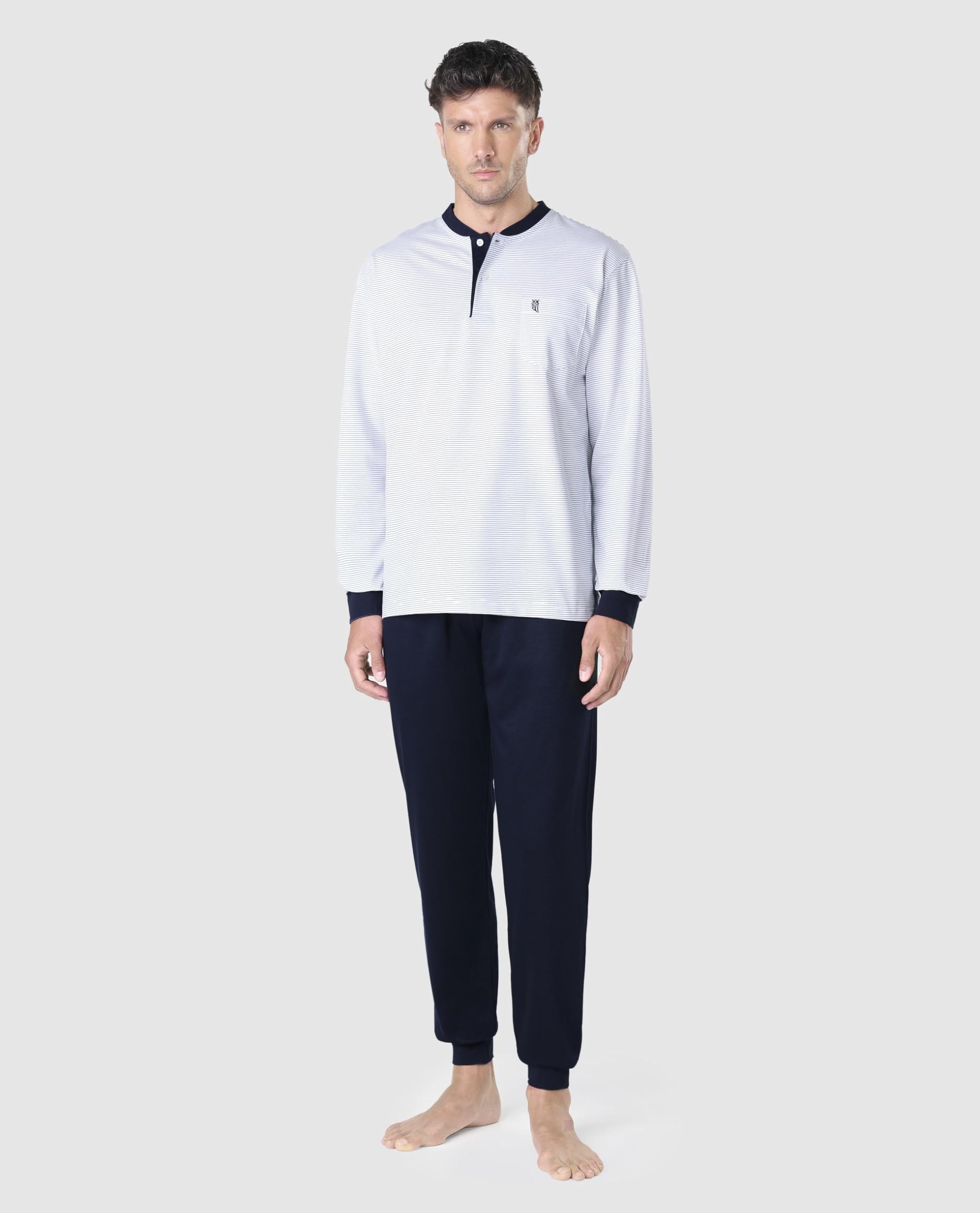 El Búho Nocturno Pigiama Uomo Inverno Velluto o Maglia Cotone Spesso Pigiama Classico Premium Made in Portugal