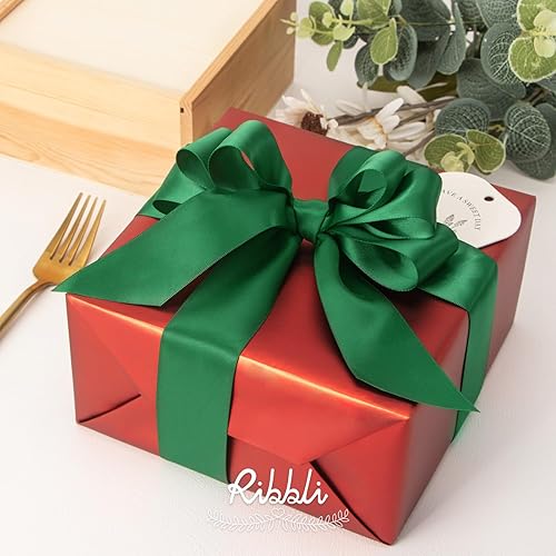 Miniatura 120 de Ribbli - Cinta de satén roja de doble cara, 1 pulgada x 25 yardas, uso para ramo de lazos, envoltura de regalo de Navidad, arreglo floral Rojo
