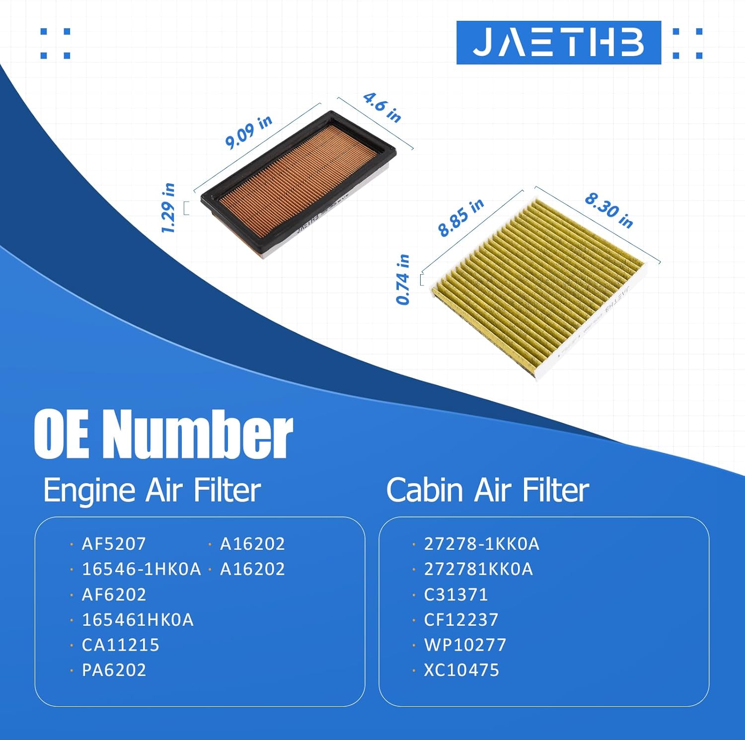 Engine & Cabin Air Filter Set for Nissan Versa (2014-2019), Versa Note (2014-2020), Micra (2017-2019) 1.6L L4 Replace: 165461HK0A 272781KK0A CA11215 CF12237