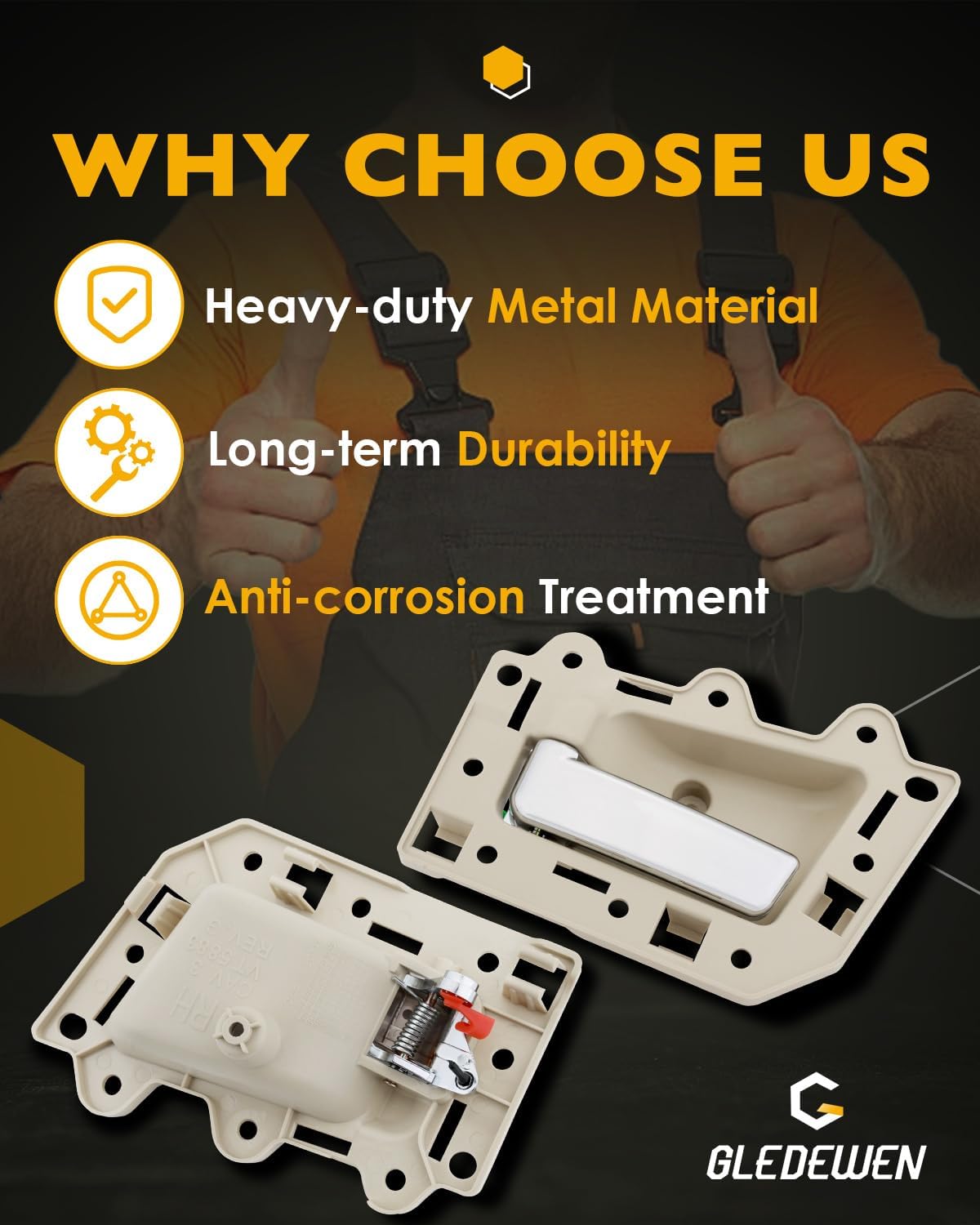 Inside Door Handle Set, Compatible with Jeep Grand Cherokee 2005-2010, Beige Interior Front & Rear Left Driver & Right Passenger Side Door Handle with Chrome Lever, Replace# 82162, 82163, 82164, 82165