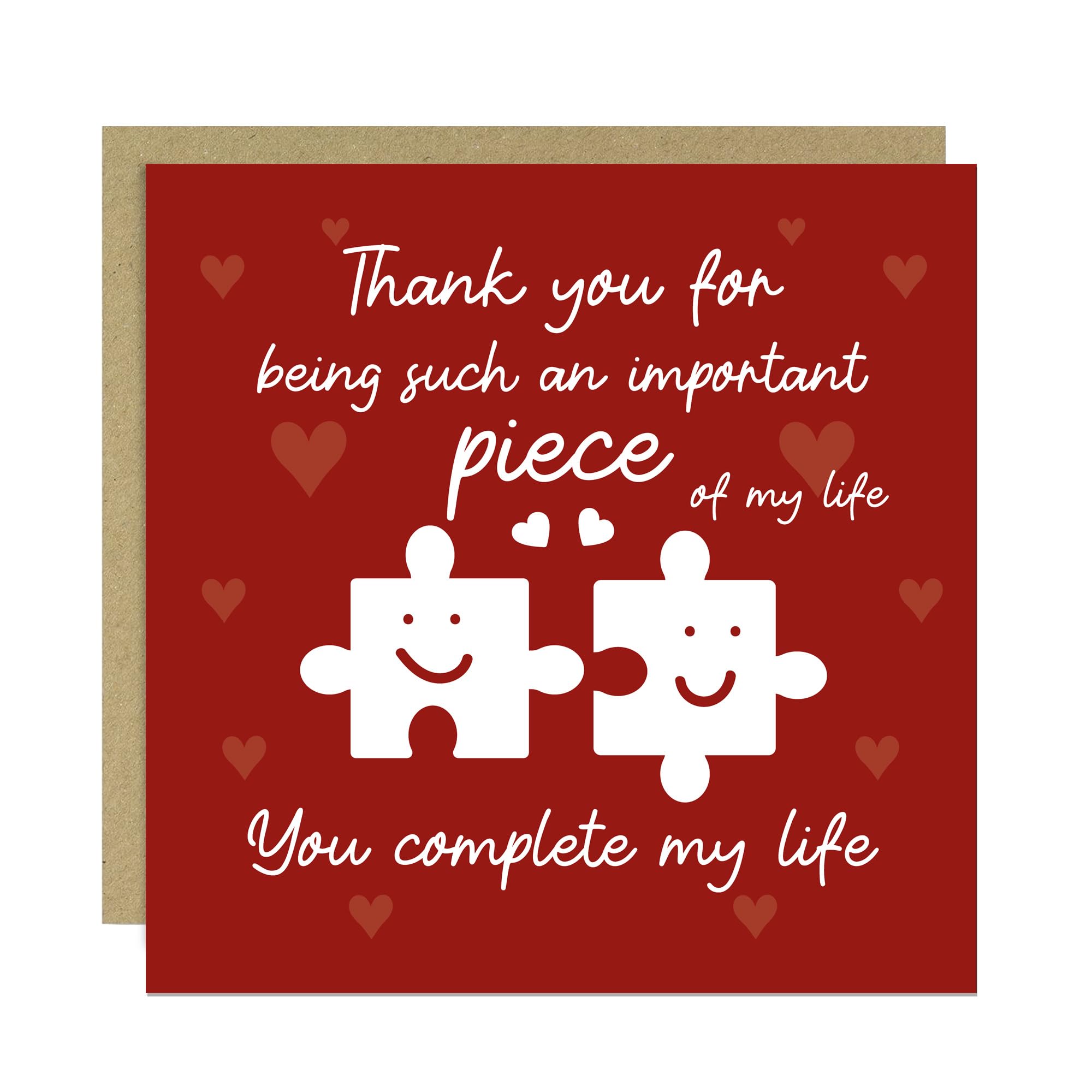 RED OCEAN Card For Valentines Day, You Complete Me, Cards For Boyfriend, Girlfriend, Husband, Wife, Card For Anniversary, With Kraft Envelope