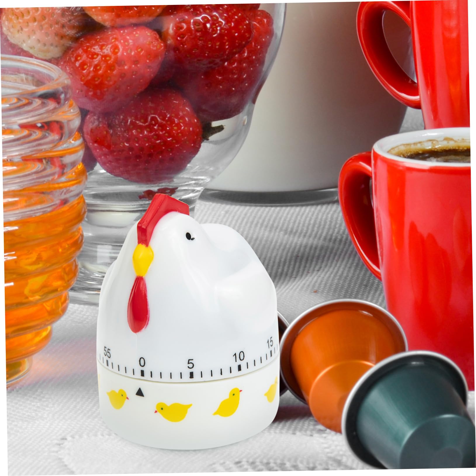 PRETYZOOM 5pezzi Timer Meccanico Da Cucina Forma Di Pollo Timer Di Conto Alla Rovescia Portatile Per Gestione Del Adatto Per Cottura e Attività Domestiche Design Carino e Pratico