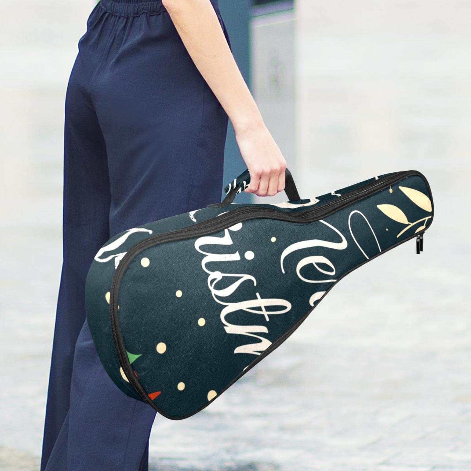 Sac de transport pour ukulélé ténor - Étanche - Rembourré - Idéal pour les concerts soprano (53,3/60,9 cm) - Motif renne de Noël