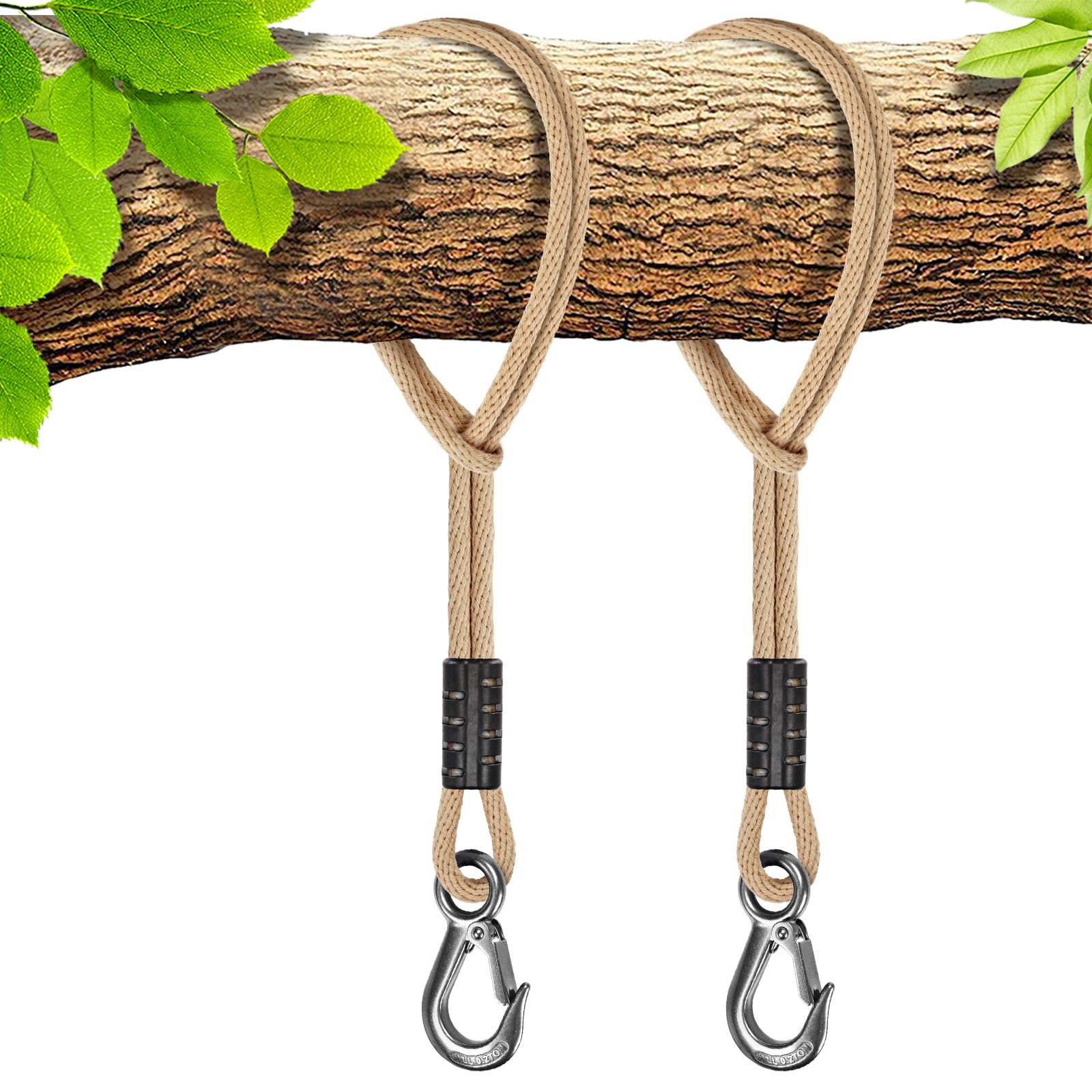 BeneLabel Schaukel Befestigung Seil, Hängematte Aufhängung Gurt Baum Hängesessel Balkenbefestigung mit Haken für Indoor Outdoor Baumschaukel Nestschaukel, 1134kg/10mm Durchmesser, Blau