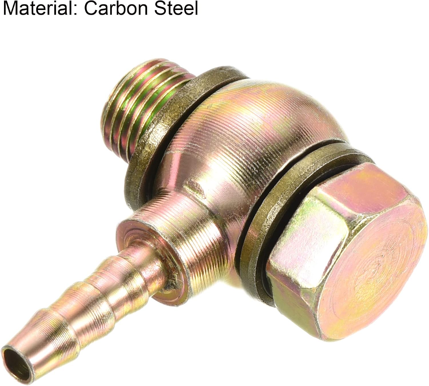 PATIKIL Hose Barb Fitting Elbow 5mm Barbed M10x1 Male Thread, Carbon Steel Pipe Adapter Connector for Air Water Fuel Oil, Gold