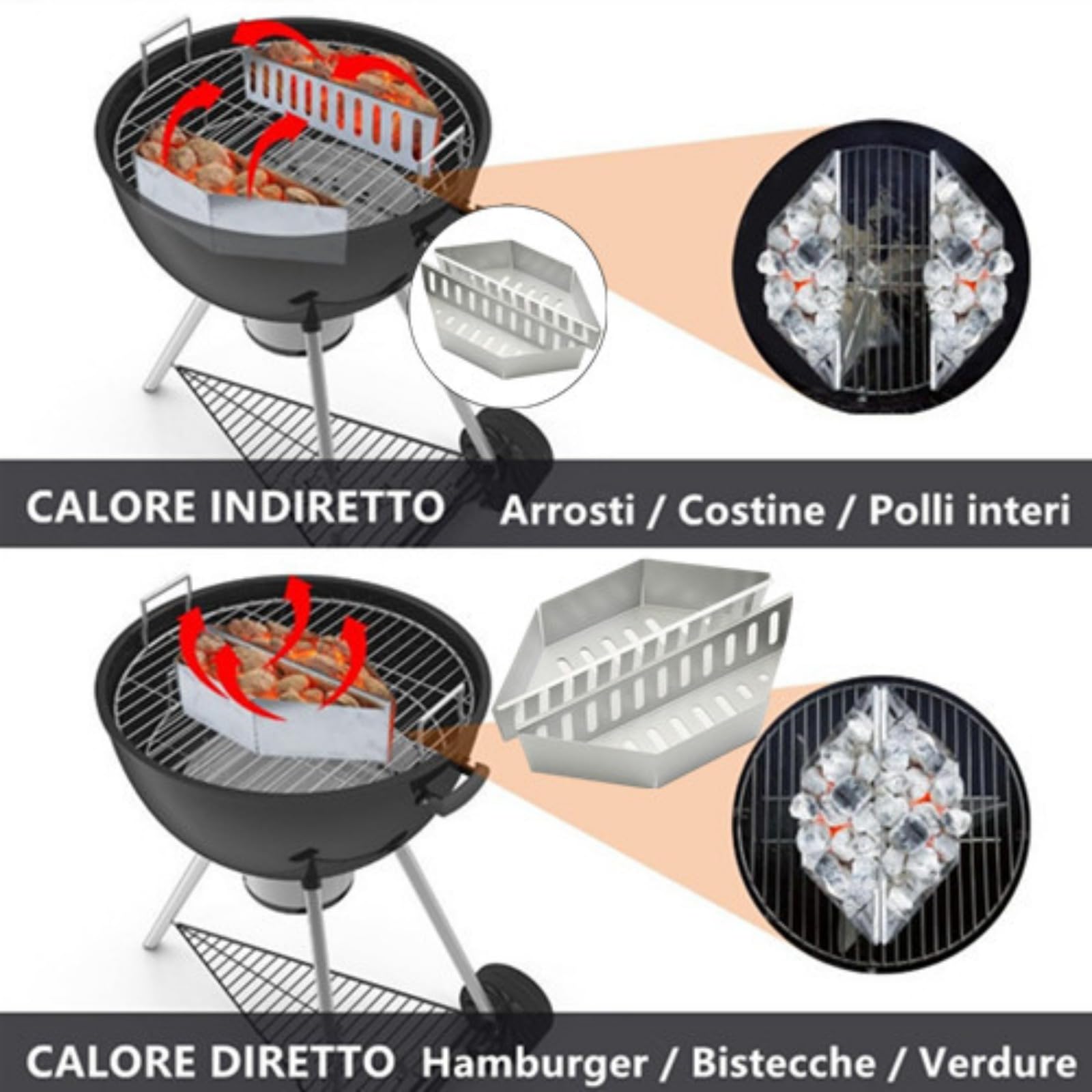 Generico Cestino per Carbone per Barbecue da 2 Pezzi Cestino per Grigliata di gamberetti Contenitore per Carbone Porta-Carburante per Barbecue Accessori Pesanti per portabricchette