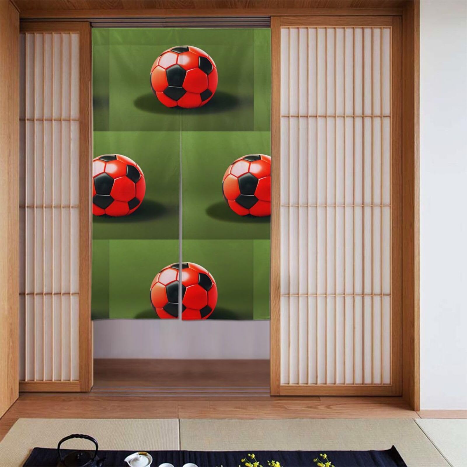 Cortina de fútbol de dos piezas empalmadas con estampado de césped realista