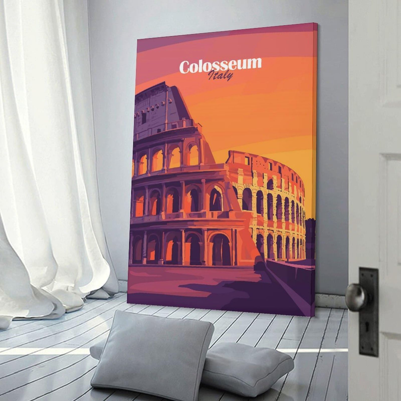 Junmoney Canvas Wall Art Colosseum Sunset, 24x36inch(60x90cm), for Bedroom, Guest Room Or Reading Nook, Canvas Wall Decor for Personal Spaces