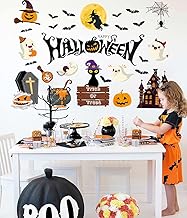 TOARTi Halloween Quote Wall Decal,(31 pcs),Trick or Treat Wall Stickers, Ghost Pumpkin Witch Bats Decals Decor,Happy Halloween Wall Decoration for Kids Bedroom Living Room Decoration Window Decor