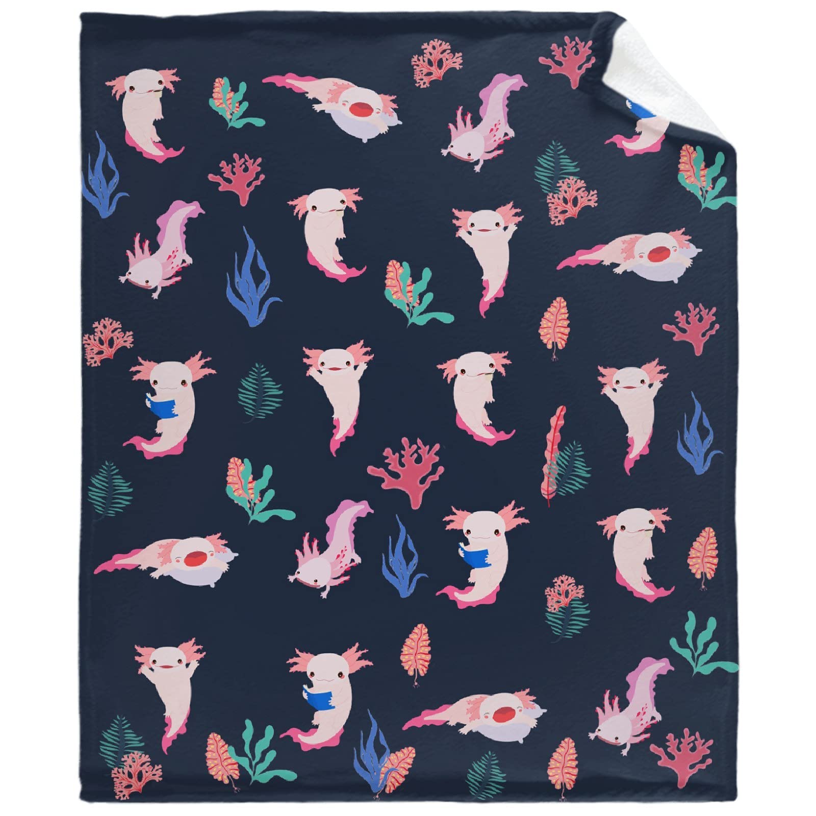 Cute Axolotls Throw Blanket - ​Super Soft Flannel Fleece Blanket for Gifts, Plush Lightweight Fuzzy Cozy Blanket Microfiber for Couch Sofa Bed All Season L 80"x60" for Adults