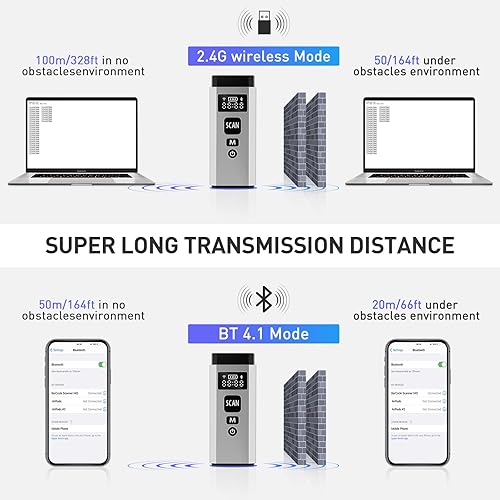 Miniatura 4 de Escáner de código de barras Bluetooth, lector de código de barras inalámbrico portátil 1D 2D 3 en 1 con cable y Bluetooth y conexión inalámbrica