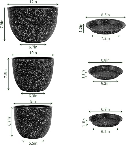 Miniatura 2 de GARDIFE Macetas grandes de 12109 pulgadas, macetas grandes para plantas de interior, macetas, spray negro