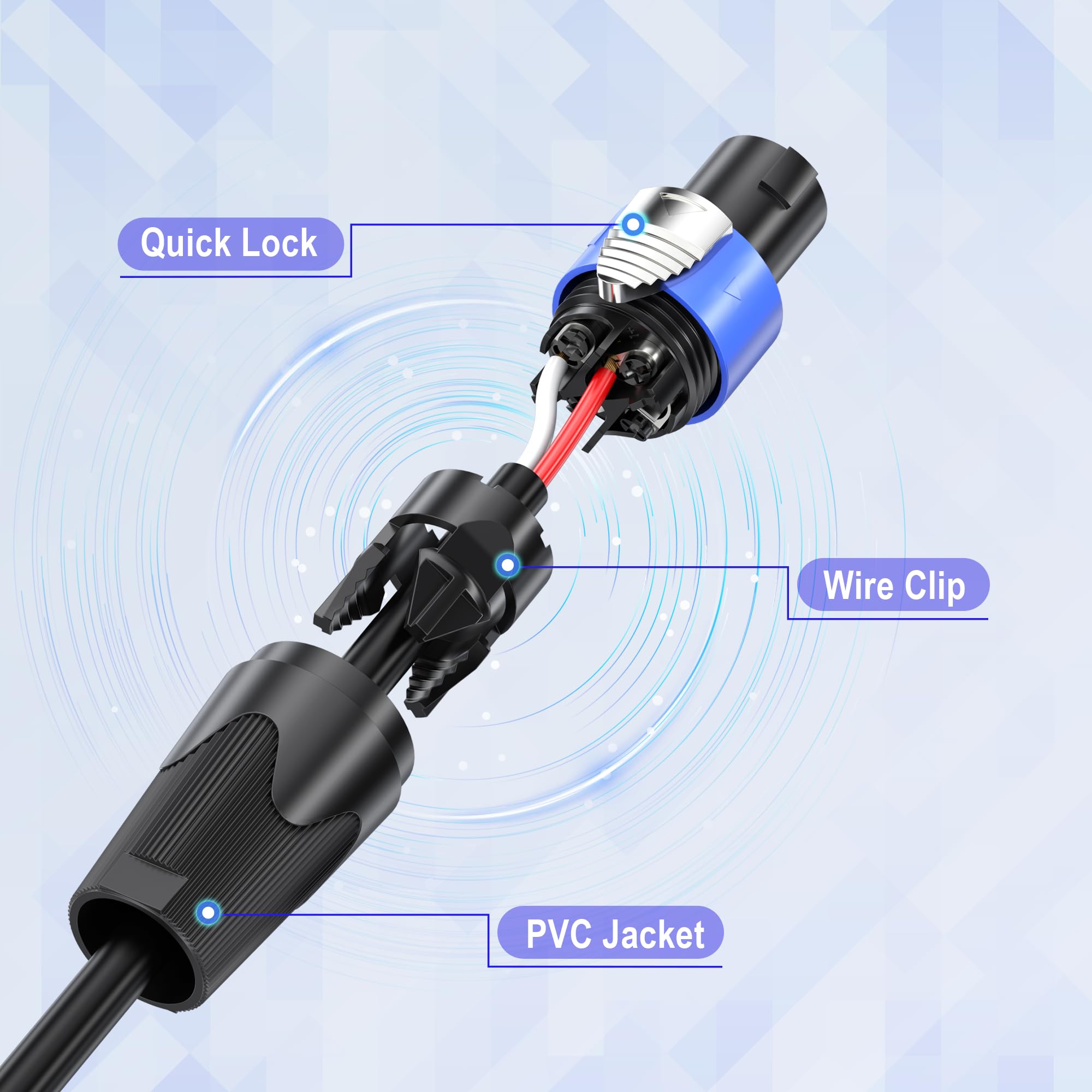 Cavo professionale per altoparlanti da Speakon a 1/4 di pollice, confezione da 2 cavi professionali per amplificatori DJ/PA, mixer