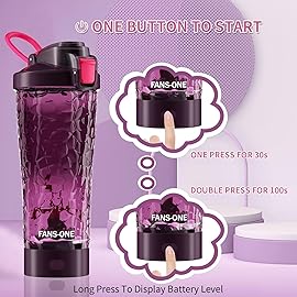 Electric Protein Shaker Bottle, Lockable Electric Blender Cup, 24oz Tritan USB Rechargeable Mixer, Portable Blender Shaker Cups for Protein Shakes for Women Men, Purple