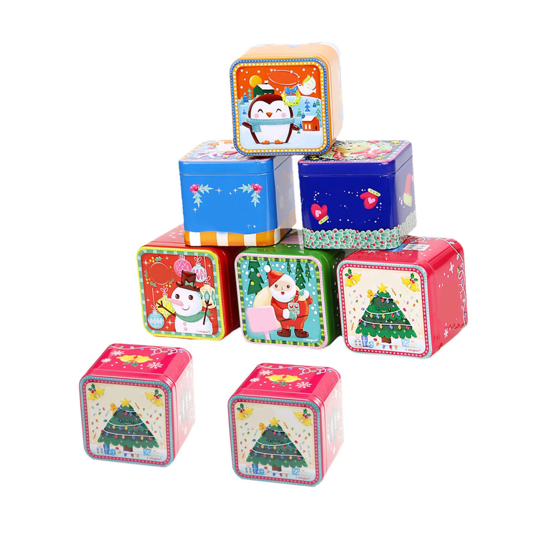 ORFOFE 8stücke Pack Weihnachts-bonboniere Aus Weißblech Weißblech-süßigkeiten-gläser Mit Weihnachtsmuster Für Bonbons Kekse Als Weihnachtsgeschenke-box