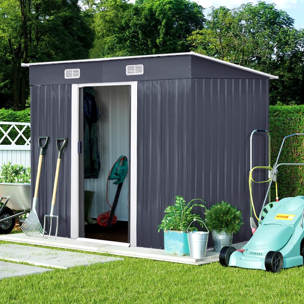 Buy The Fellie 4x8 FT Outdoor Storage Shed with Base, Lockable Garden