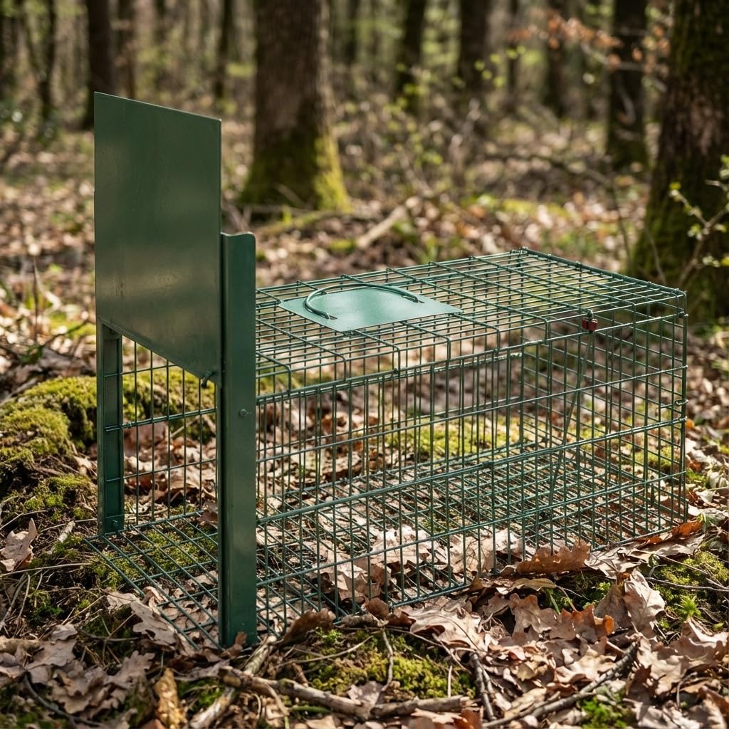 Suinga Trampa para Animales Vivos 75x37x34 cm Verde – Jaula Trampa Galvanizada para Conejos, Gatos, Zorros y Mapaches