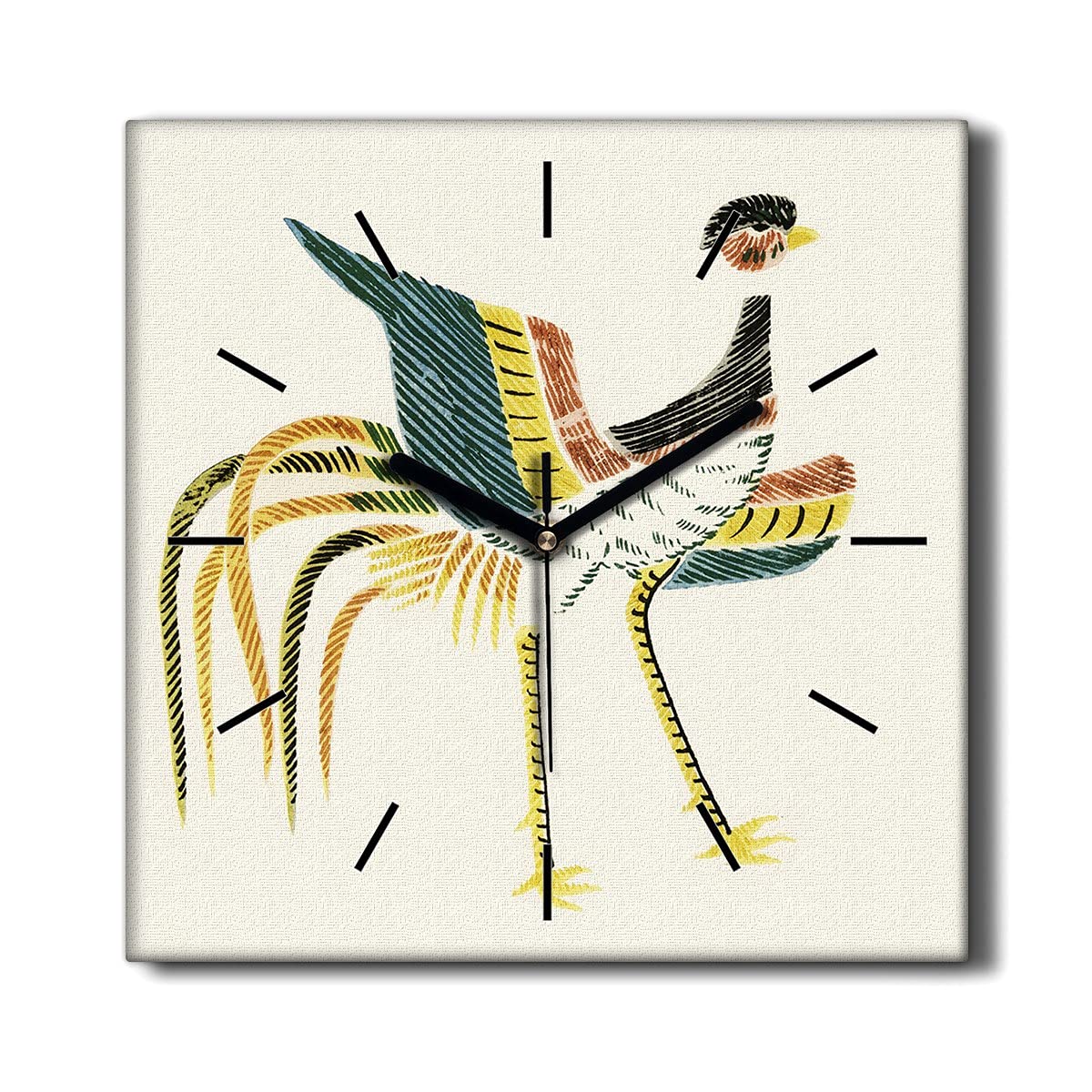 Horloge sur toile coq oiseau 30x30 cm silencieuse pour décorer la cuisine