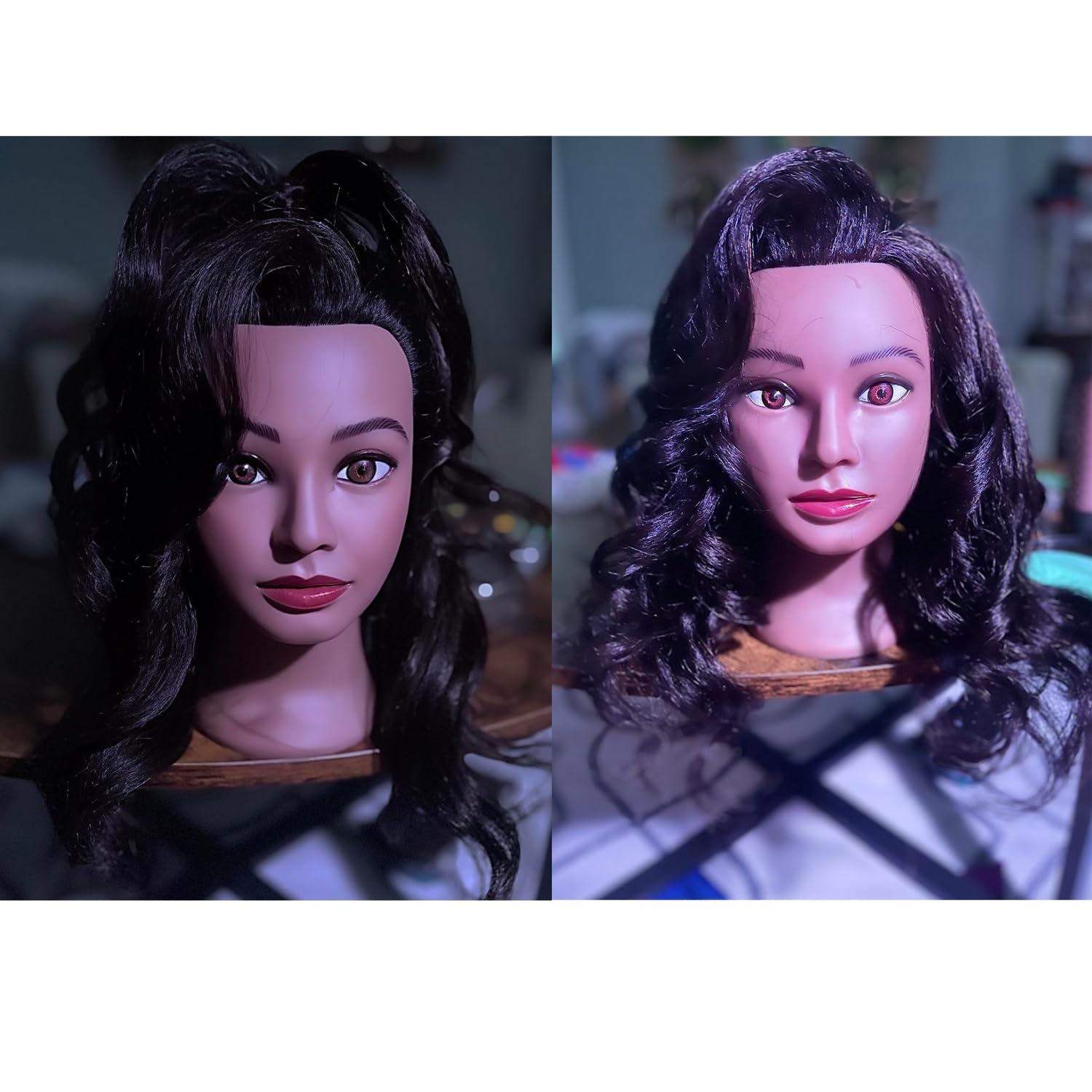 training head Traininghead 100% Echthaar Afro Mannequin Kopf Friseur Training Praxis Kopf Kosmetologie Mannequin Kopf Puppe Kopf mit Gratis Klemme (A)