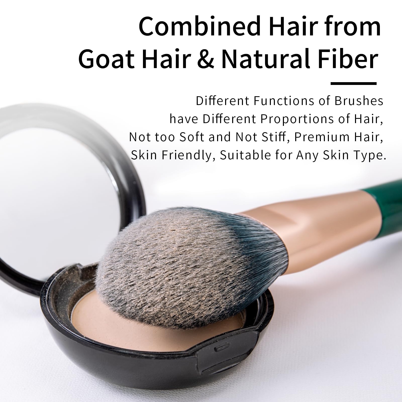 ENZO KEN Natural Fiber & Goat Hair Makeup Brush Set Professional, Combined Hair Makeup Brush Set including Case - Image 3